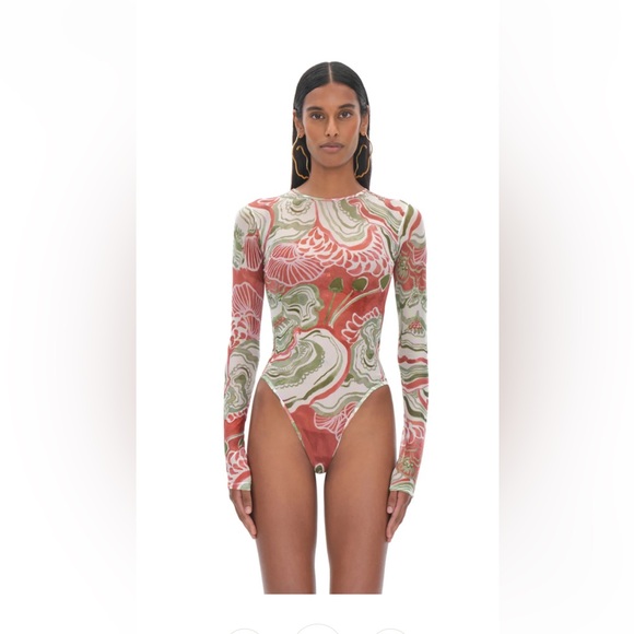 Andrea Iyamah Other - Andrea Iyama Elle Mesh Leotard Floral Long Sleeve Bodysuit one piece